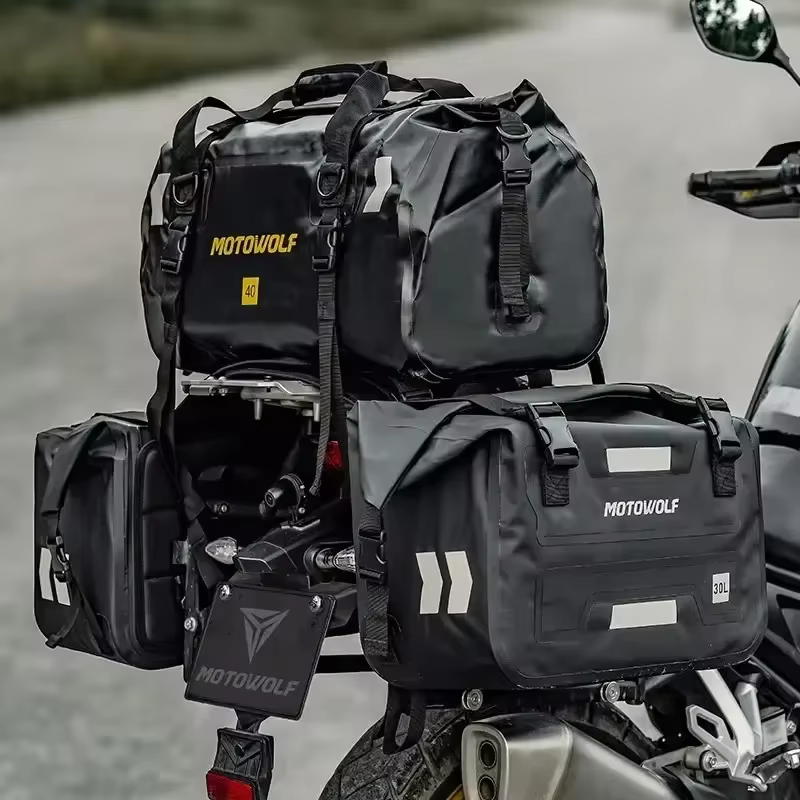Sacoches de moto 60L 66L 40L, sacs de selle pour motos, ski, voyage, randonnée, Camping, sac à bagages, accessoire universel pour moto
