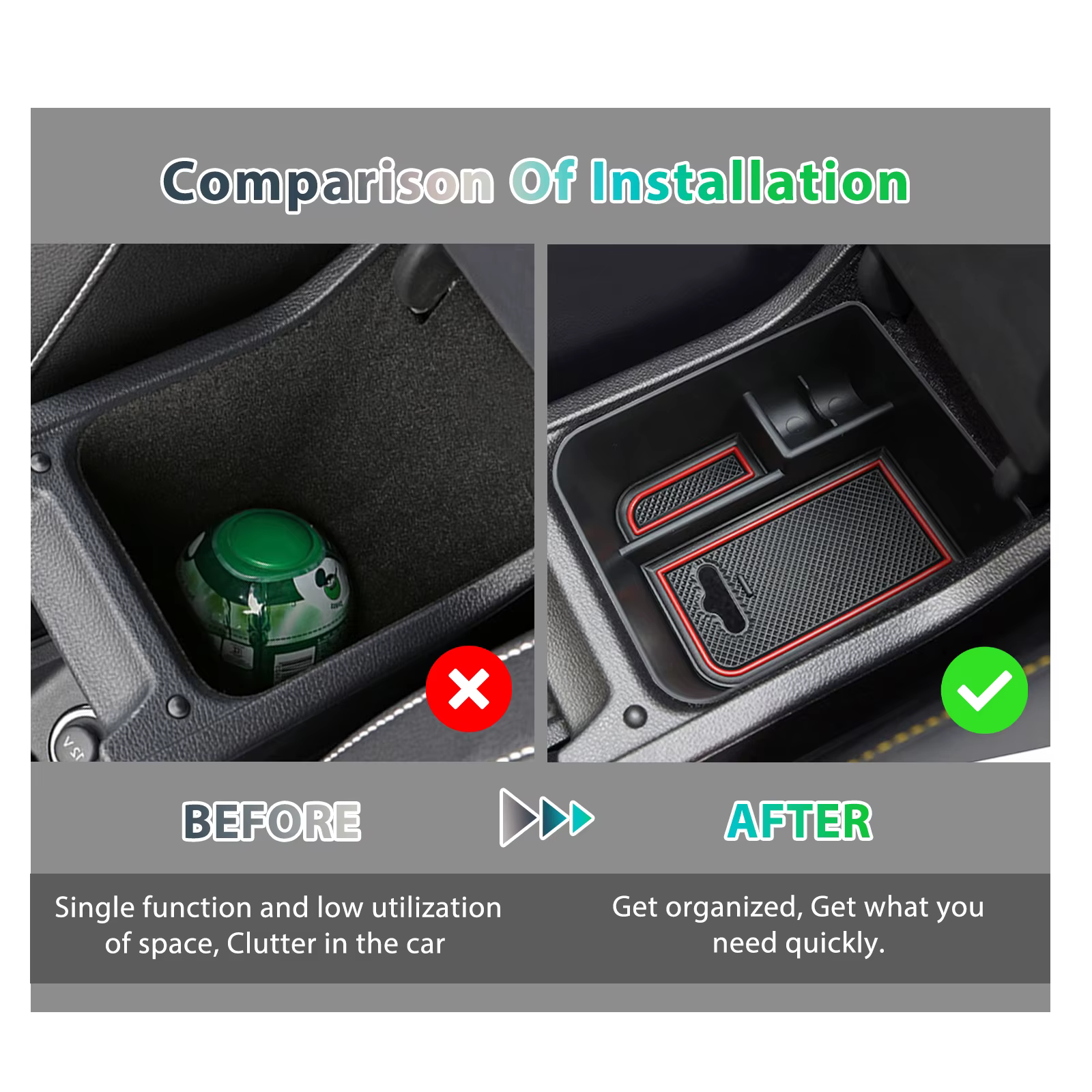 RUIYA Boîte de rangement pour accoudoir de voiture pour Seat Ibiza Typ 6F / Arona SUV 2020-2025 Conteneur de contrôle central Auto Seat Arona Accessoires