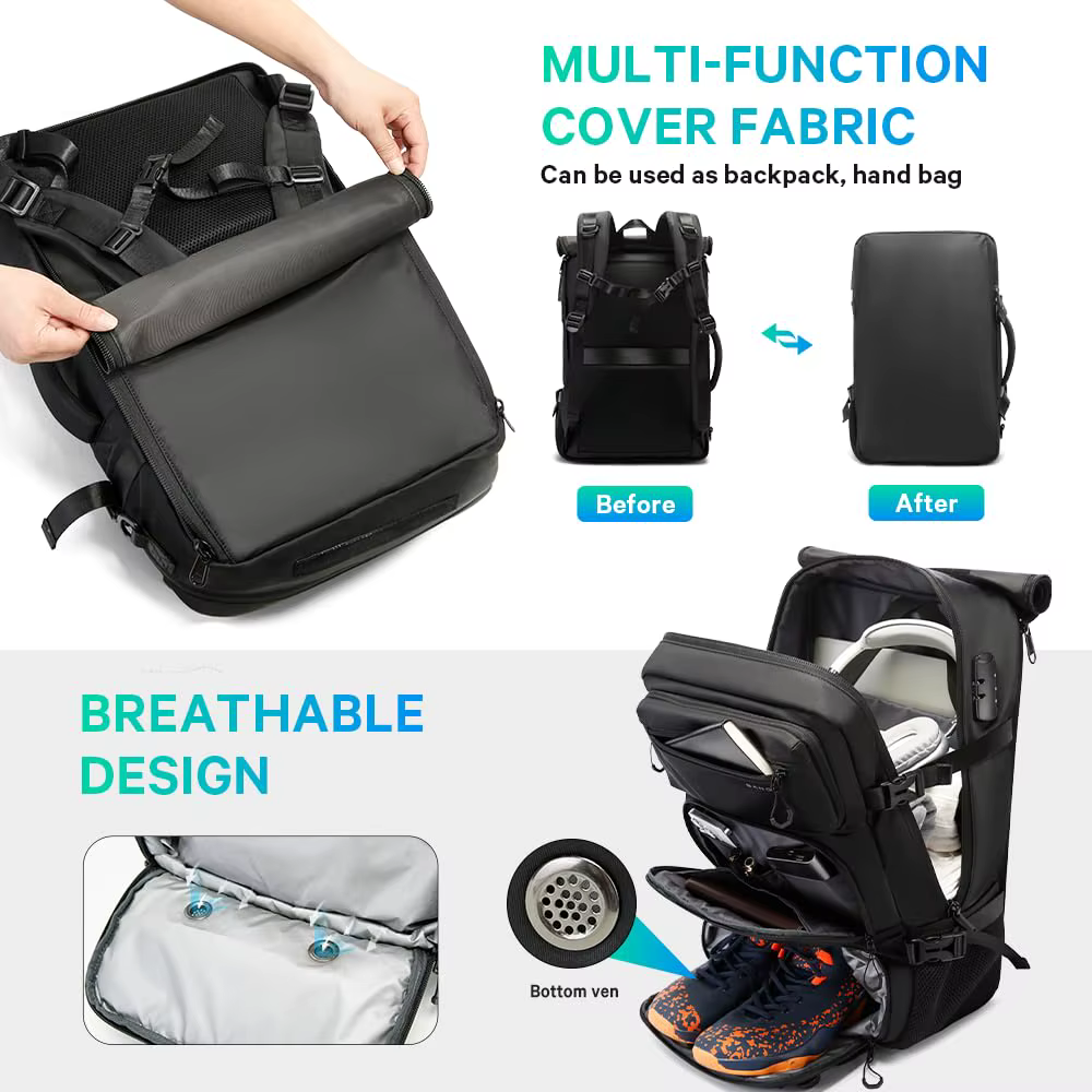 BANGE 30L Anti-vol étanche randonnée Camping sac à dos amovible Trekking sac à dos grande capacité voyage sacs de sport de plein air