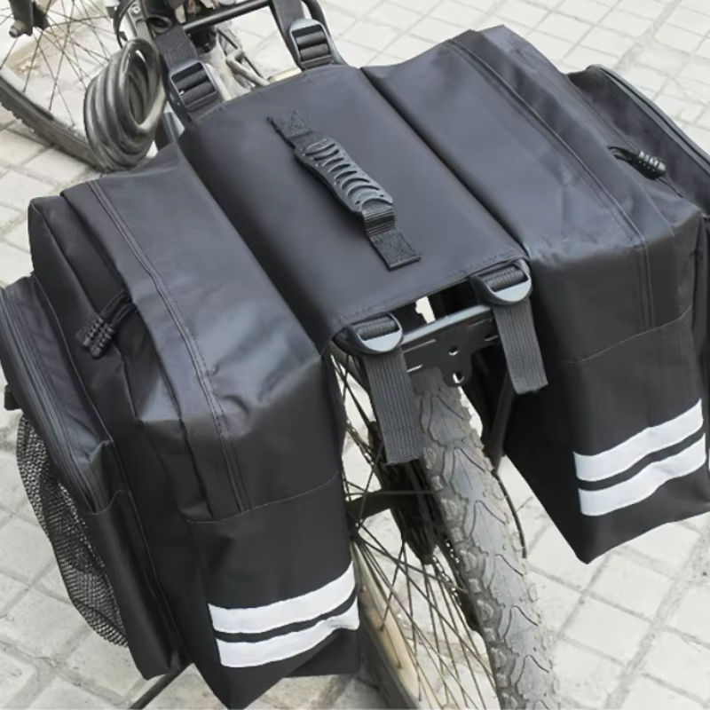 Sac de vélo imperméable, sac de transport avec siège arrière haut et spacieux, design double face + bandes réfléchissantes