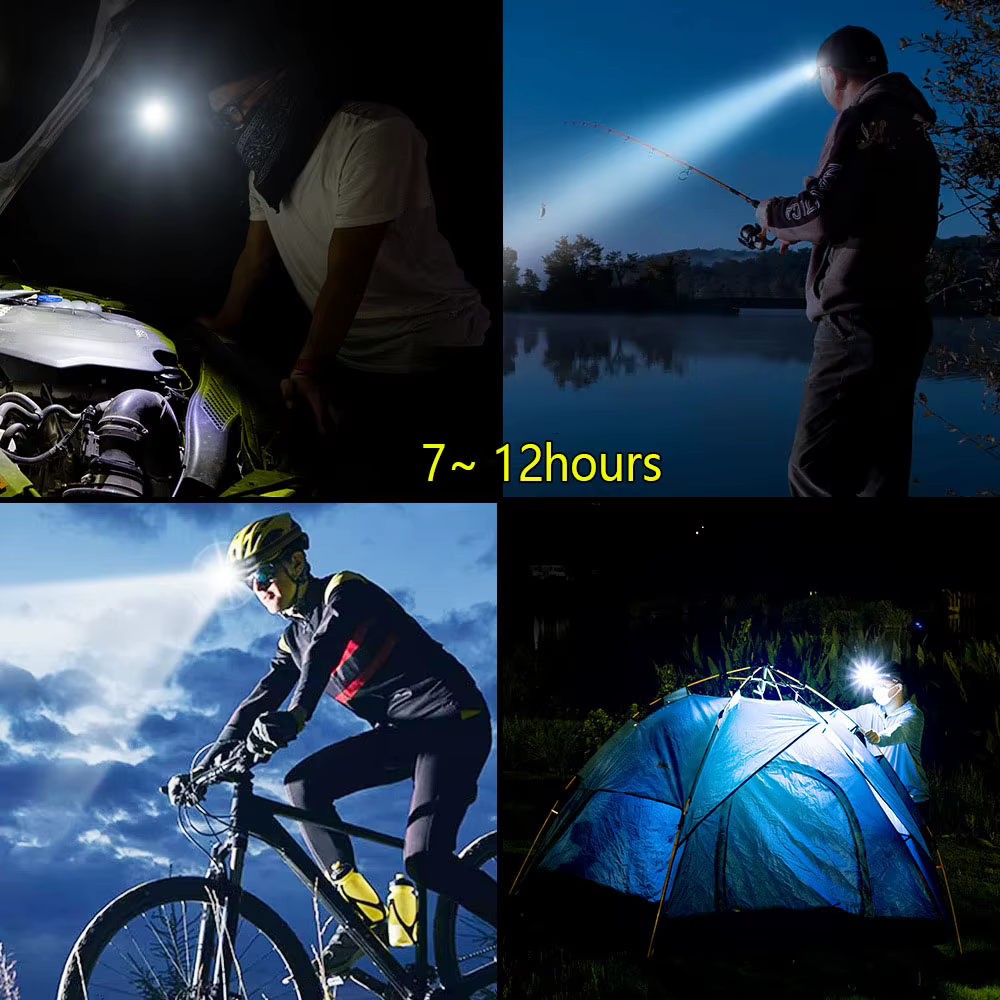Lampe frontale lampe de poche LED la plus puissante phare rechargeable avec 8 modes capteur de mouvement lampe frontale étanche lanterne pour l'extérieur