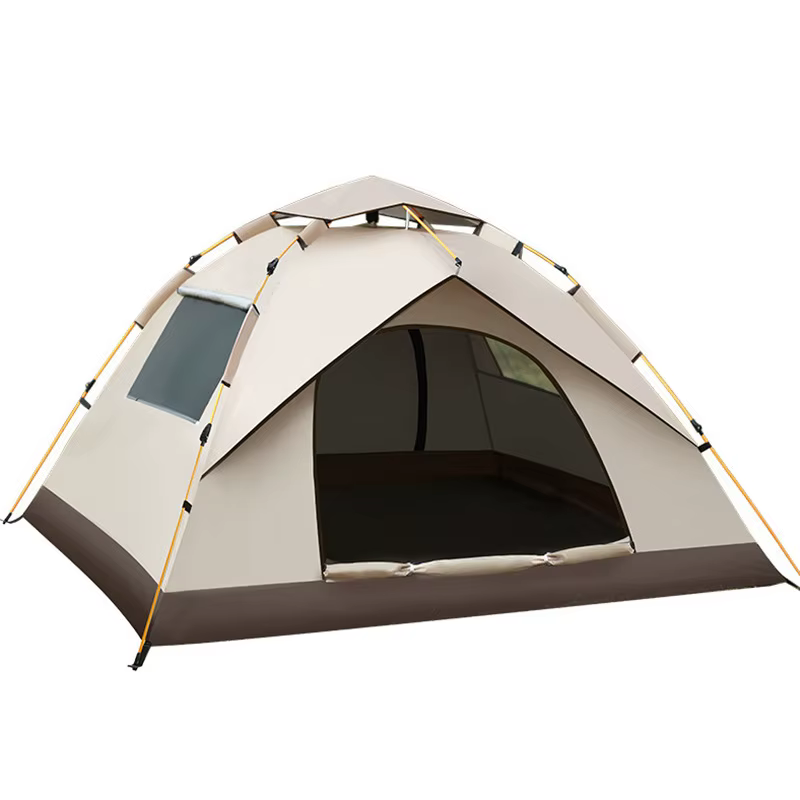 Tente de camping panoramique à installation automatique avec fenêtres et portes complètes