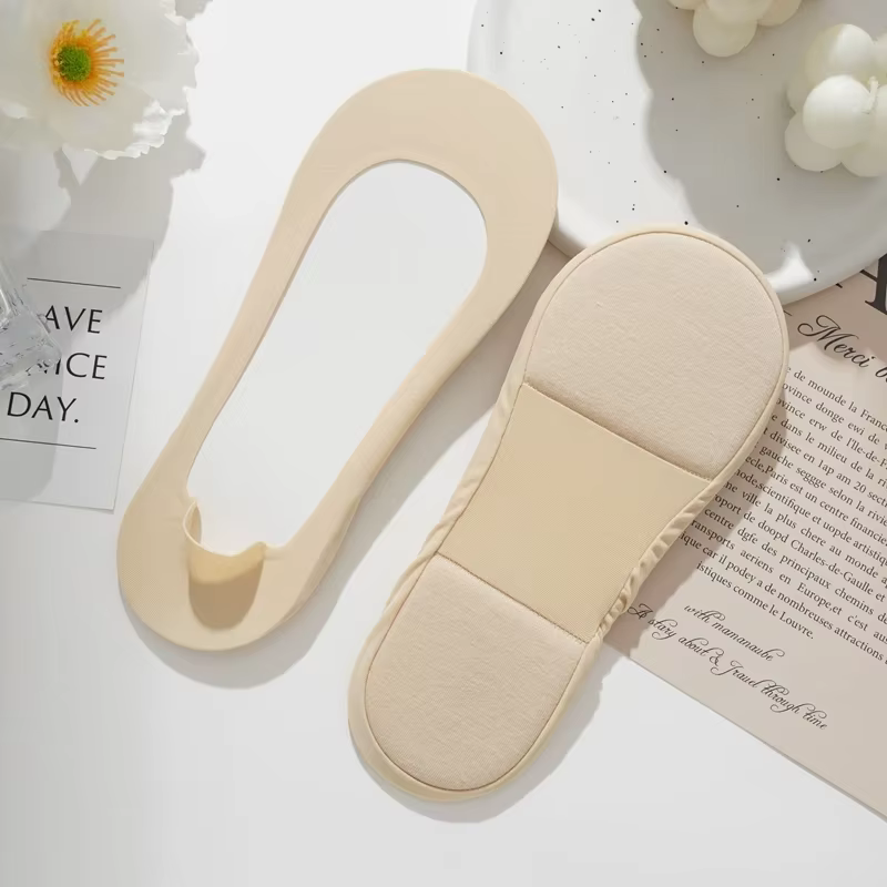 3 paires de chaussettes bateau invisibles antidérapantes pour femmes, Support de voûte plantaire, éponge douce, soulagement de la pression absorbant les chocs, semelles intérieures de chaussures antid