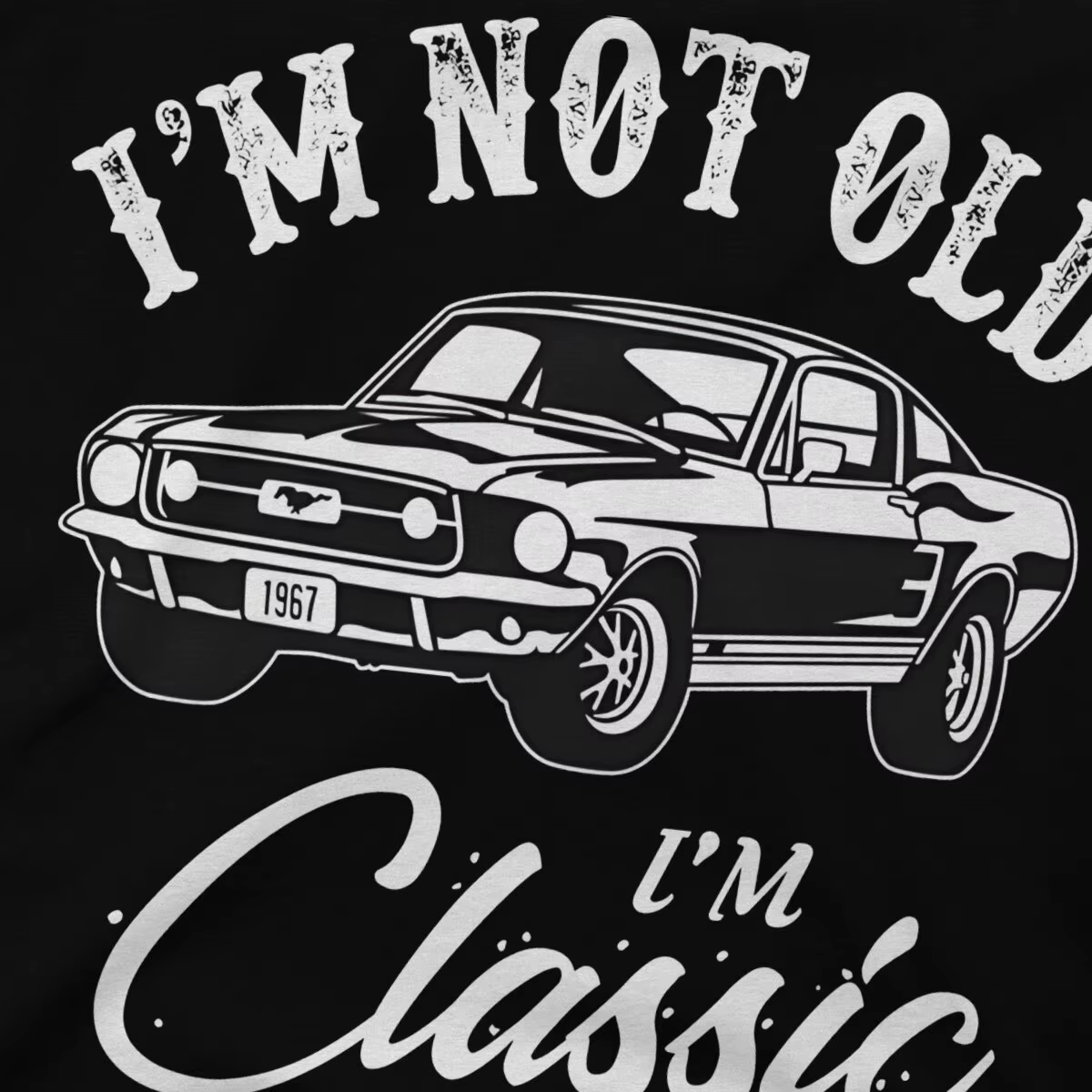 T-Shirt à Manches Courtes et Col Rond pour Homme, Vêtement Décontracté, 100% Coton, Imprimé, Mustang