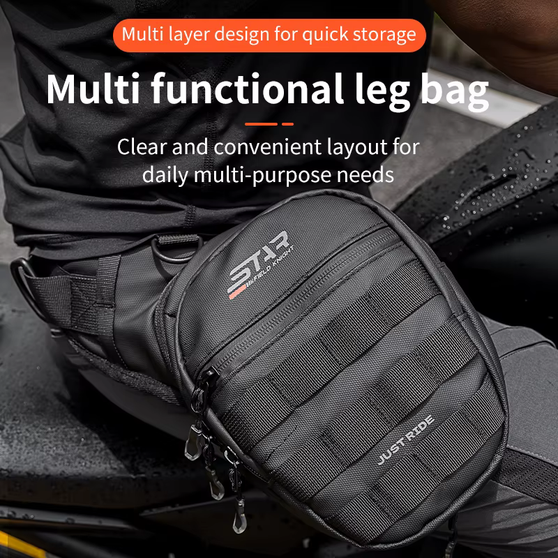 SFK 2025 nouveau sac de moto noir multifonctionnel sac de jambe tombante sac de poitrine tissu anti-éclaboussures paquet d'équipement de conduite en plein air