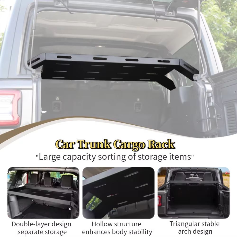 Porte-bagages de coffre de voiture, étagère de rangement arrière pour bagages, plateau organisateur, panier pour Jeep Wrangler JK JL 2007 – 2024, accessoires d'intérieur