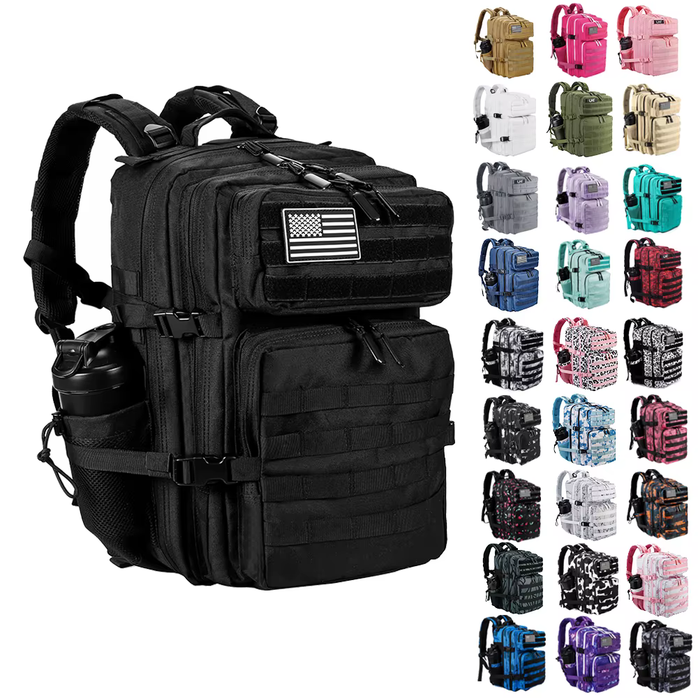 LHI 45L/35L/25L sac à dos tactique pour hommes et femmes étanche athlète salle de sport sac de plein air voyage randonnée sac à dos avec porte-bouteille