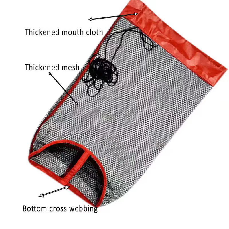 Filet de pêche pliable en Nylon, petite Cage à grille, filets à poisson, paquet de pêche à la bouche, panier de poisson vivant, sac Portable en maille avec cordon de serrage