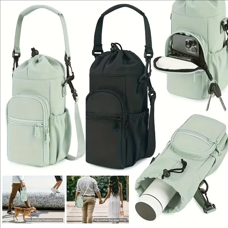 Sac bandoulière porte-bouteille avec sangle pour bouteilles isothermes de 32 oz et 40 oz, support de transport croisé pour bouteilles et accessoires
