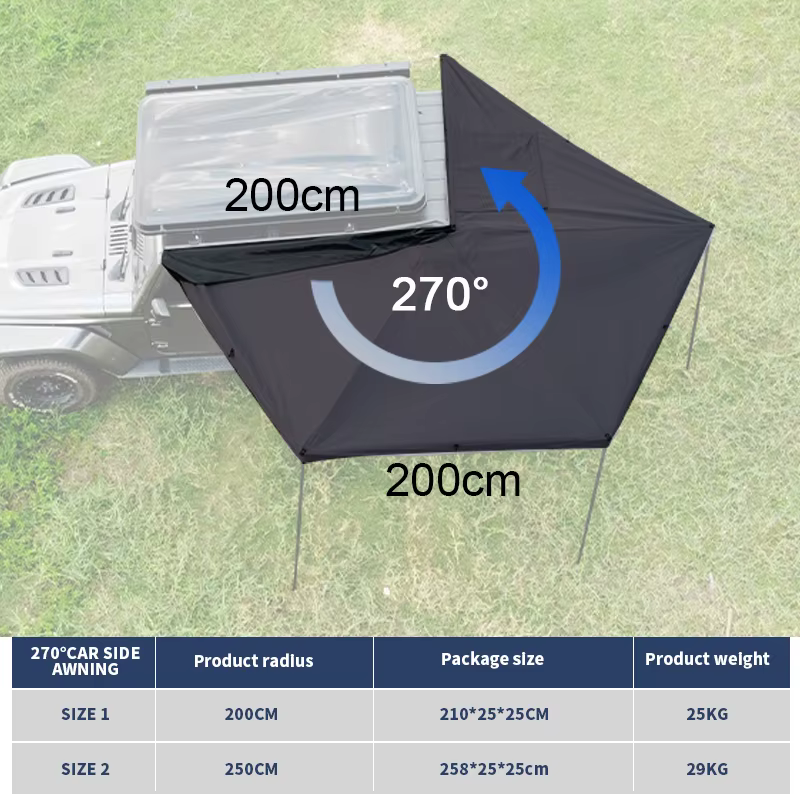 Auvent pliable autoportant à 270 degrés
