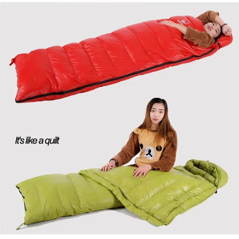 Sacs de couchage thermiques en duvet d'oie blanche, taille 220x85cm, allonge et élargi, adaptés aux personnes hautes, bonne qualité, Camping