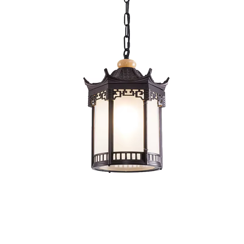 Lustre vintage en verre, suspension extérieure en forme de boule, lampe suspendue pour balcon, étanche, en aluminium, ampoule E27, pour jardin et loft