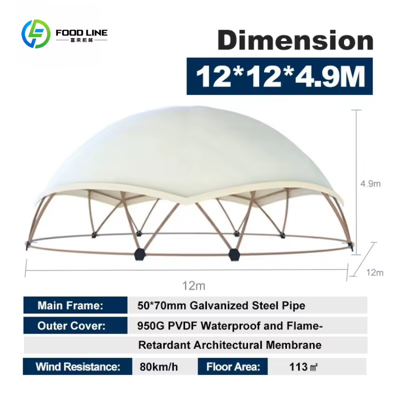 Tente dôme géodésique de luxe personnalisée de 12m x 9m