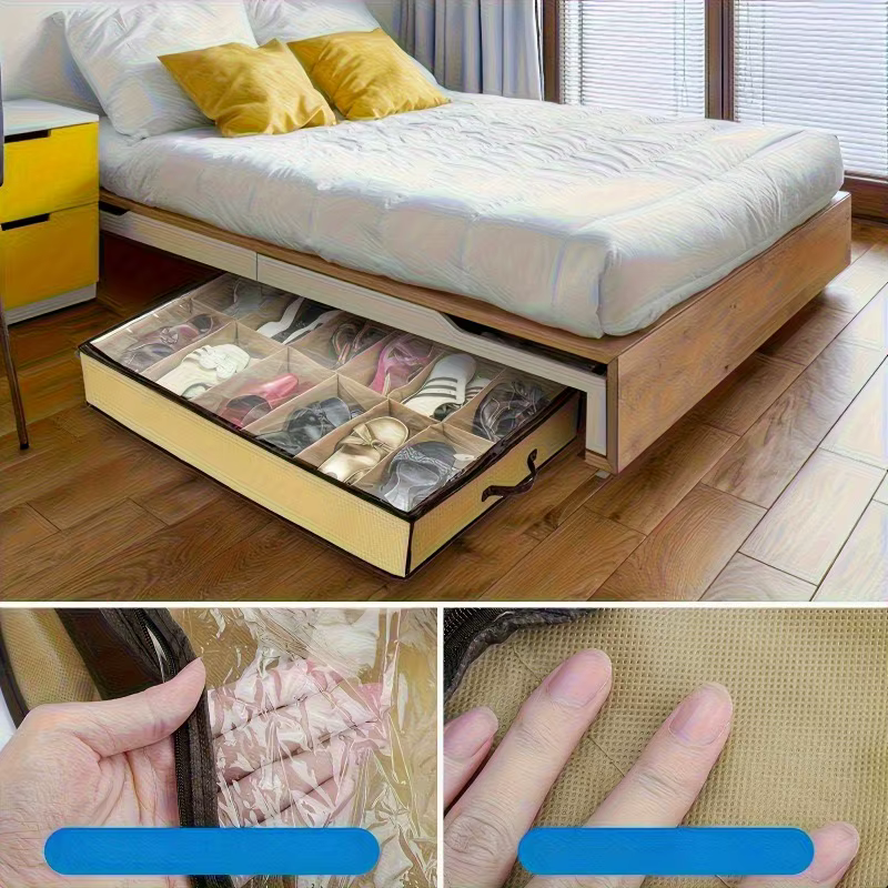 Boîte à chaussures avec fermeture éclair de sécurité - sac de rangement, armoire gain de place pour l'entrée sous le lit/la penderie - convient aux chaussures de sport, aux bottes
