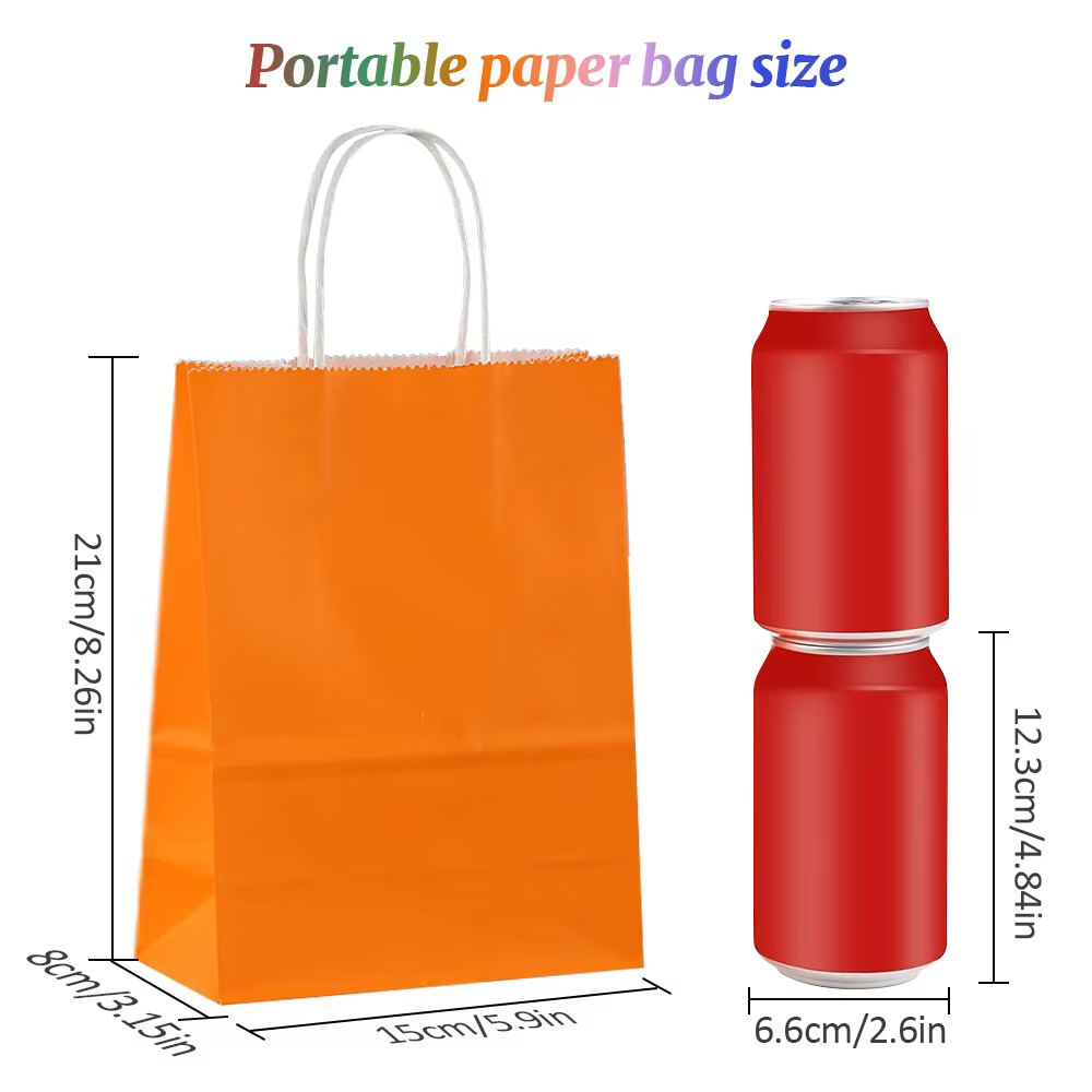 18 pièces sac cadeau multicolore 8,26x5,9 pouces, sac cadeau artisanal, anniversaire, mariage, fête noël Halloween sac en papier, sac en papier kraft