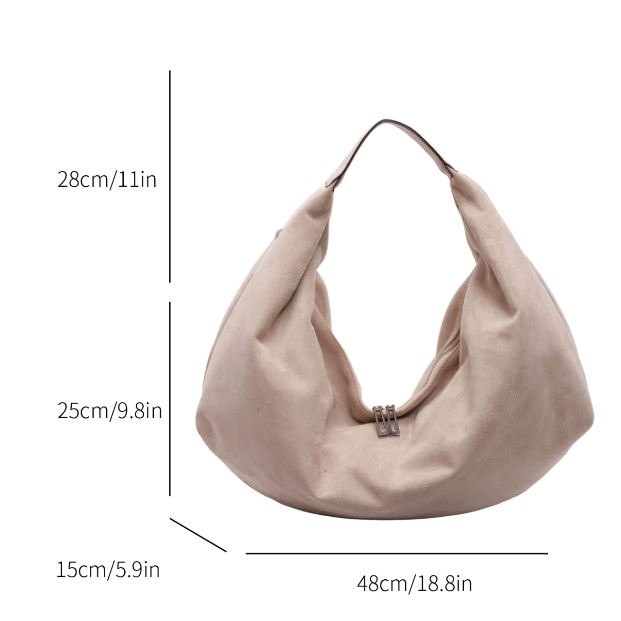 Sac à Main Demi-Lune en Faux Daim Souple pour Femme, Cabas Hobo de Grande Capacité, Fourre-Tout Sous les Bras, Mode Coréenne, Haute Qualité