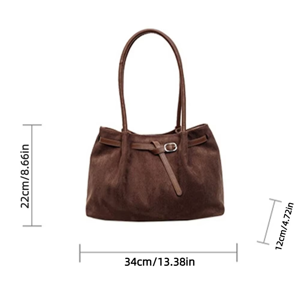 Sac à bandoulière élégant en daim, grande capacité, couleur unie, disponible en 4 couleurs, sac fourre-tout rétro pour les déplacements, l'école, les voyages ou le travail