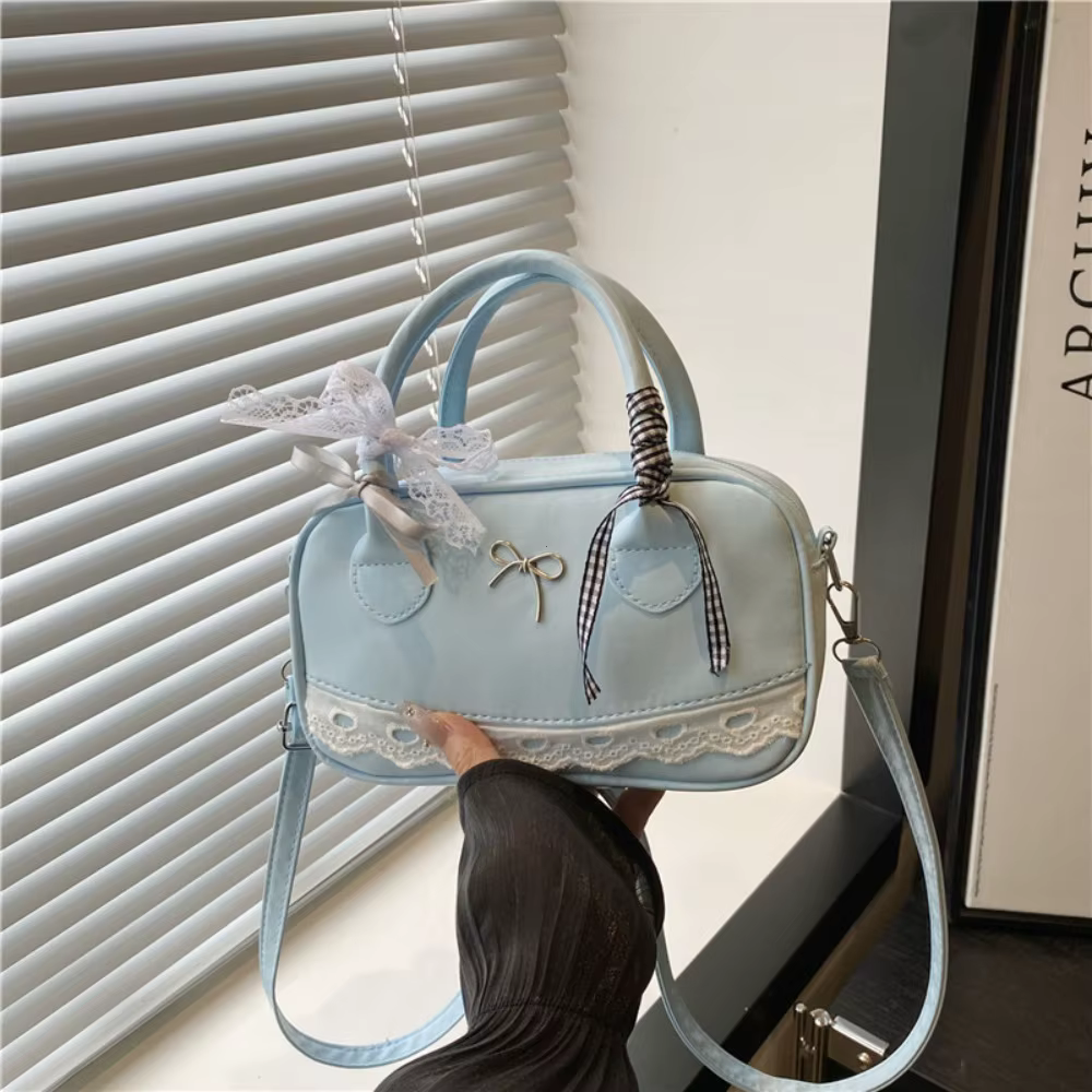 Sac à main élégant et simple, sac à bandoulière Boston, sac à bandoulière avec nœud en dentelle, petit sac carré, sac décontracté 2026