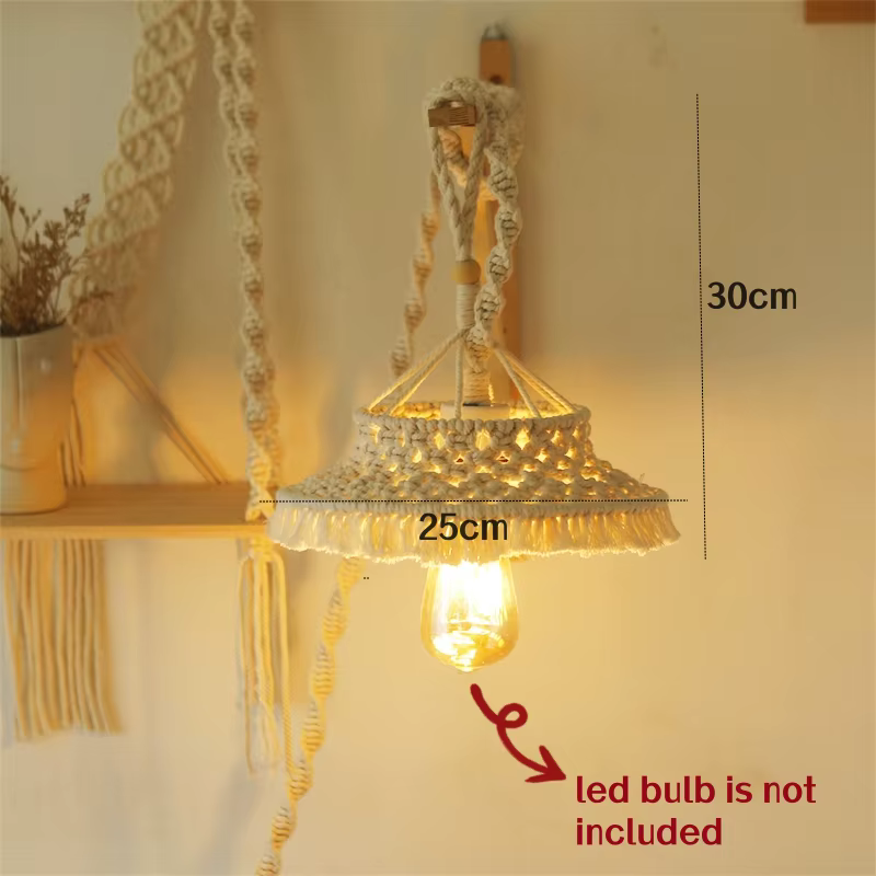 Abat-Jour Bohème en Macramé Tissé à la Main