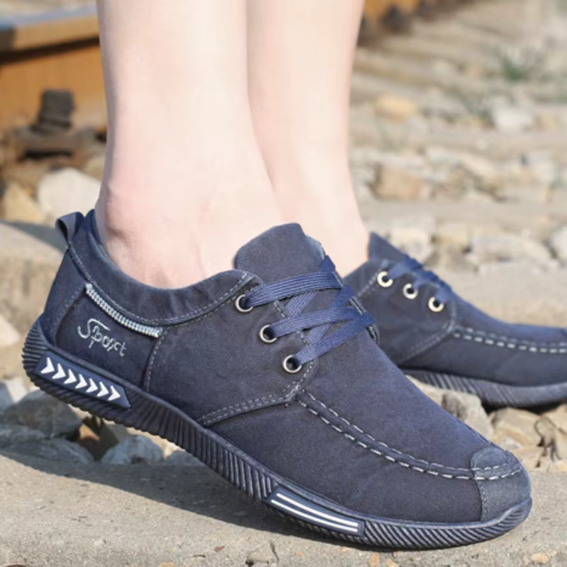 Baskets de marche plates en denim pour hommes, chaussures en toile pour hommes, chaussures décontractées confortables, marque de mode, nouveau, 2025