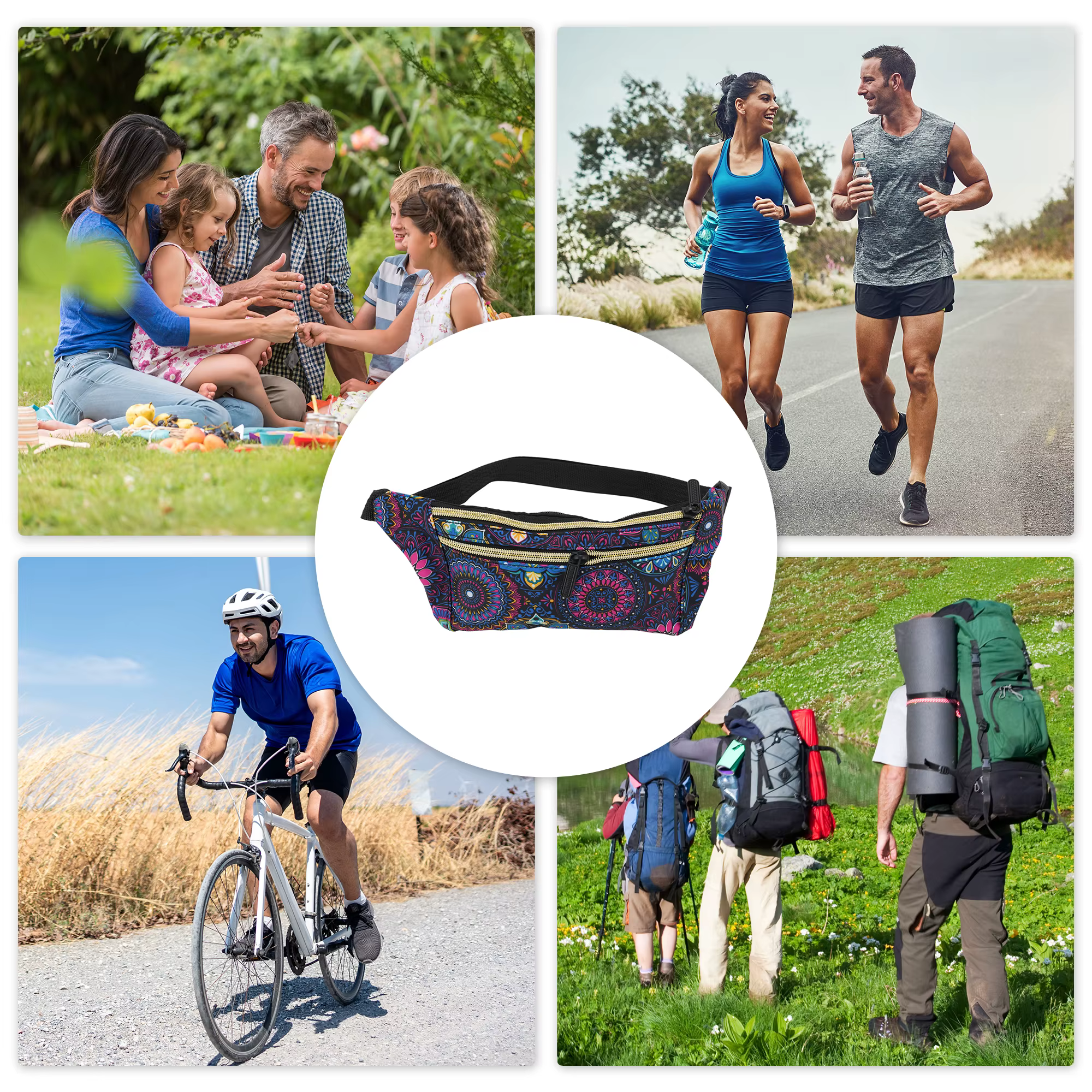 X Autohaux Multifonctionnel Style National Fanny Pack Multicolore 1 Pc