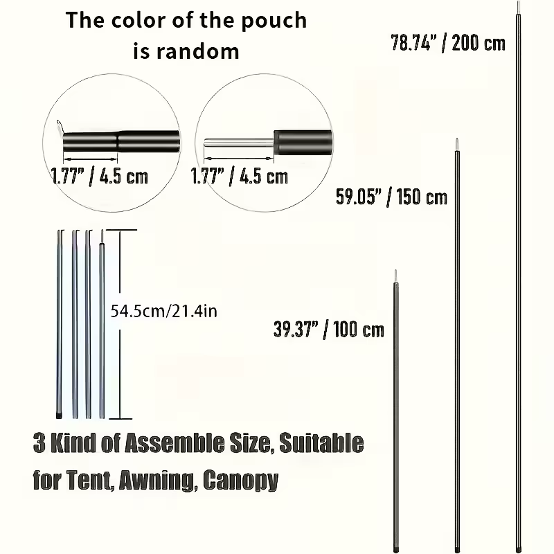 (2m/2pcs) Poteaux de tente réglables