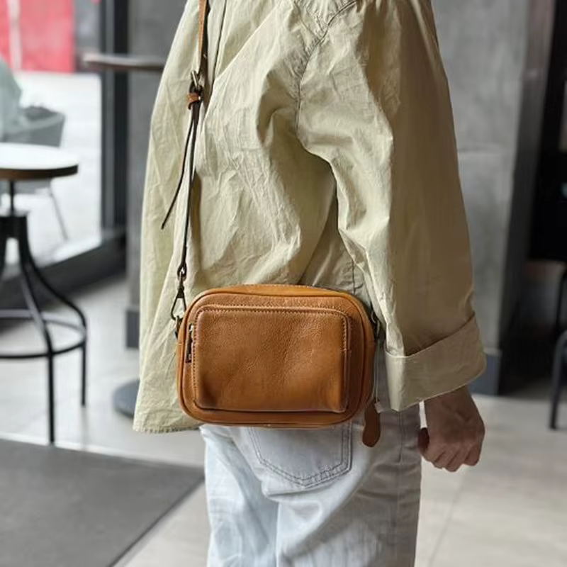 Sac photo en cuir tendance pour femme, nouvelle collection été 2026, petit sac carré en cuir de vachette, décontracté, porté épaule ou croisé, en cuir de vachette pleine fleur