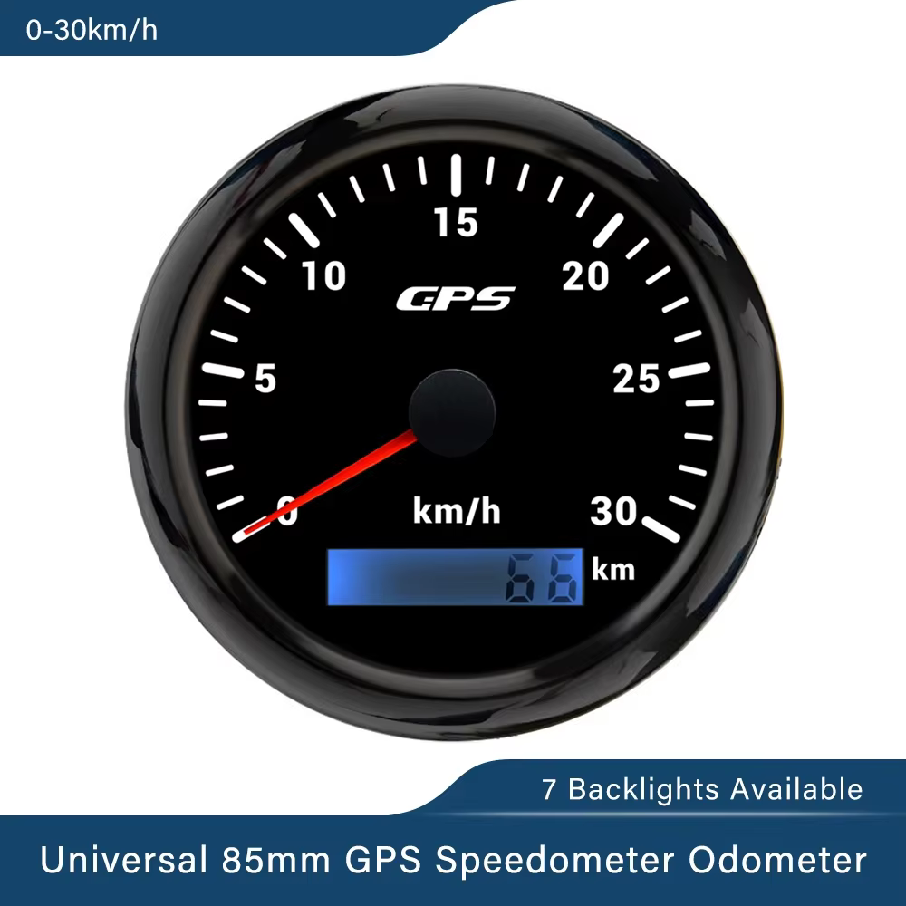 ELING-Compteur de vitesse GPS avec rétroéclairage 7 couleurs, 85mm, 0-30 km/h, 200 km/h, 0-80mph, 120mph, 160mph, odomcirculation, pour voiture, bateau, moto