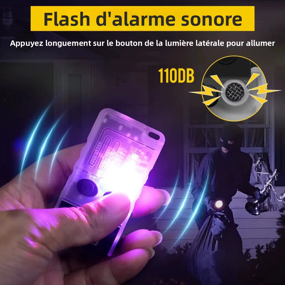 BORUiT V20 Buzzer EDC LED porte-clés lampe de poche tête pivotante type-c