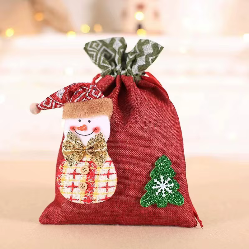 Sacs cadeaux de noël en tissu père noël bonhomme de neige, sac Goody, bonbons de noël, cadeaux de fête, emballage de vacances
