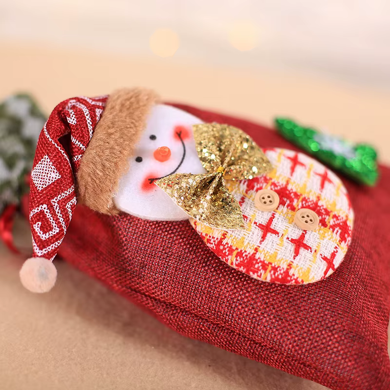Sacs cadeaux de noël en tissu père noël bonhomme de neige, sac Goody, bonbons de noël, cadeaux de fête, emballage de vacances