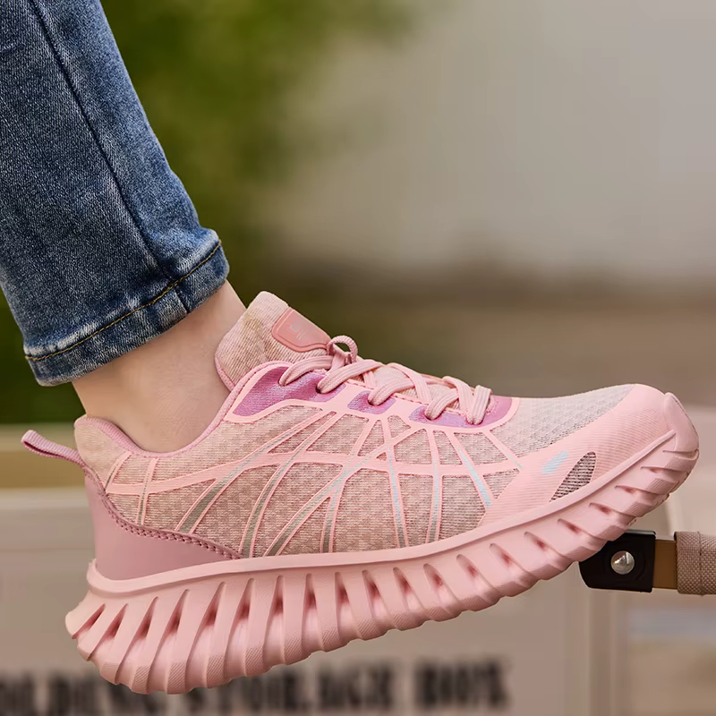Chaussures de sécurité roses pour femmes, baskets de travail anti-écrasement et anti-perforation, chaussures à bout en acier, légères, confortables, de protection, neuves