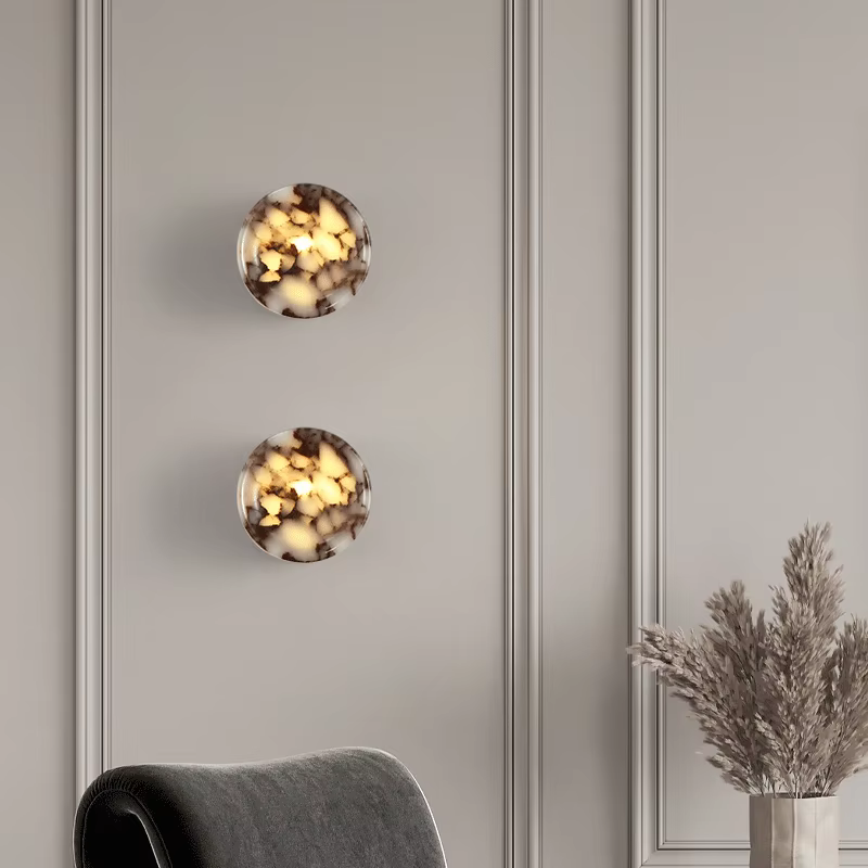 Applique murale cylindrique en marbre naturel