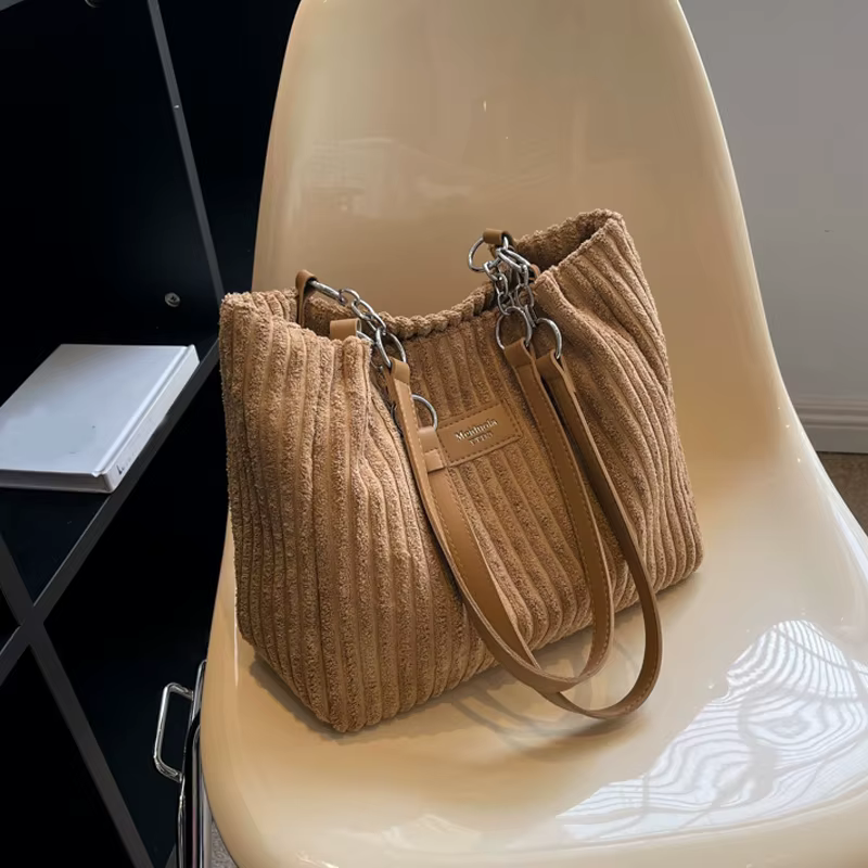 Sac à bandoulière en velours côtelé pour femmes