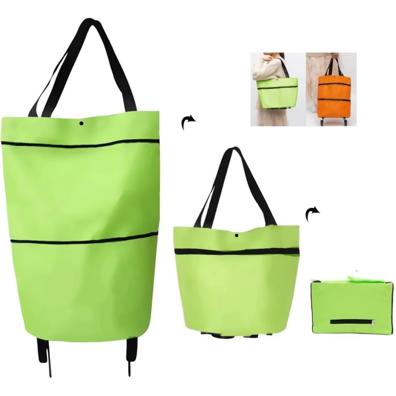 Sac de courses à roulettes 2-en-1 pliable avec roues