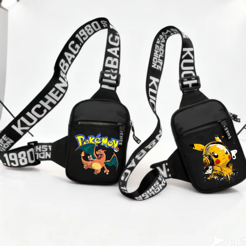 Sacs à bandoulière Pikachu Pokemons, figurines d'anime Charizard, sac de poitrine, mode dessin animé, grande capacité, petit sac à bandoulière, cadeau pour enfants