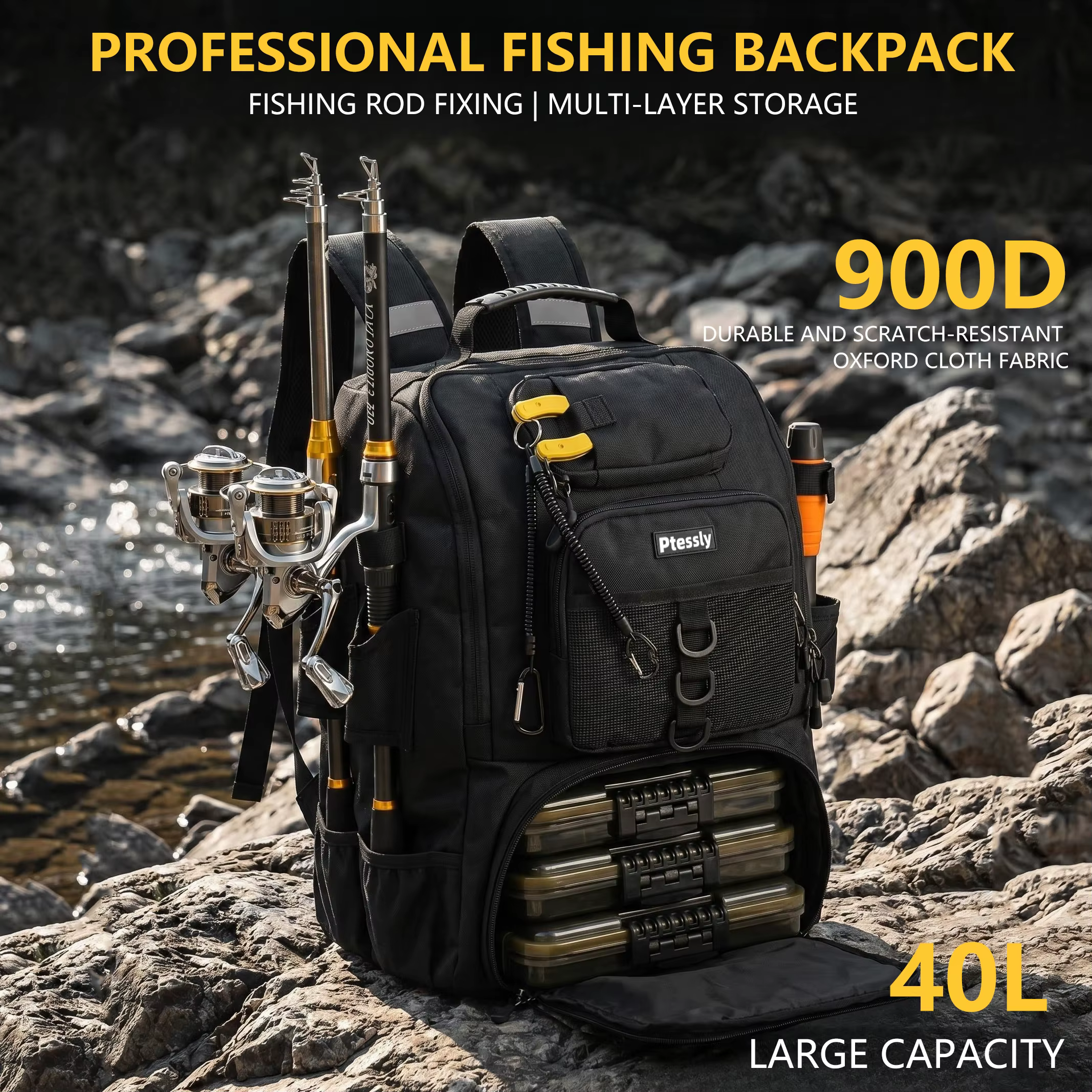 Sac à dos de pêche grande capacité 40L