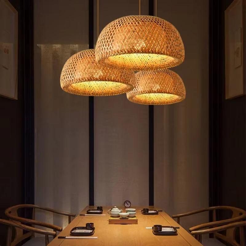 Lampe Suspendue en Bambou Style Chinois, 30cm, Luminaire Décoratif d'Nik, Idéal pour un Restaurant