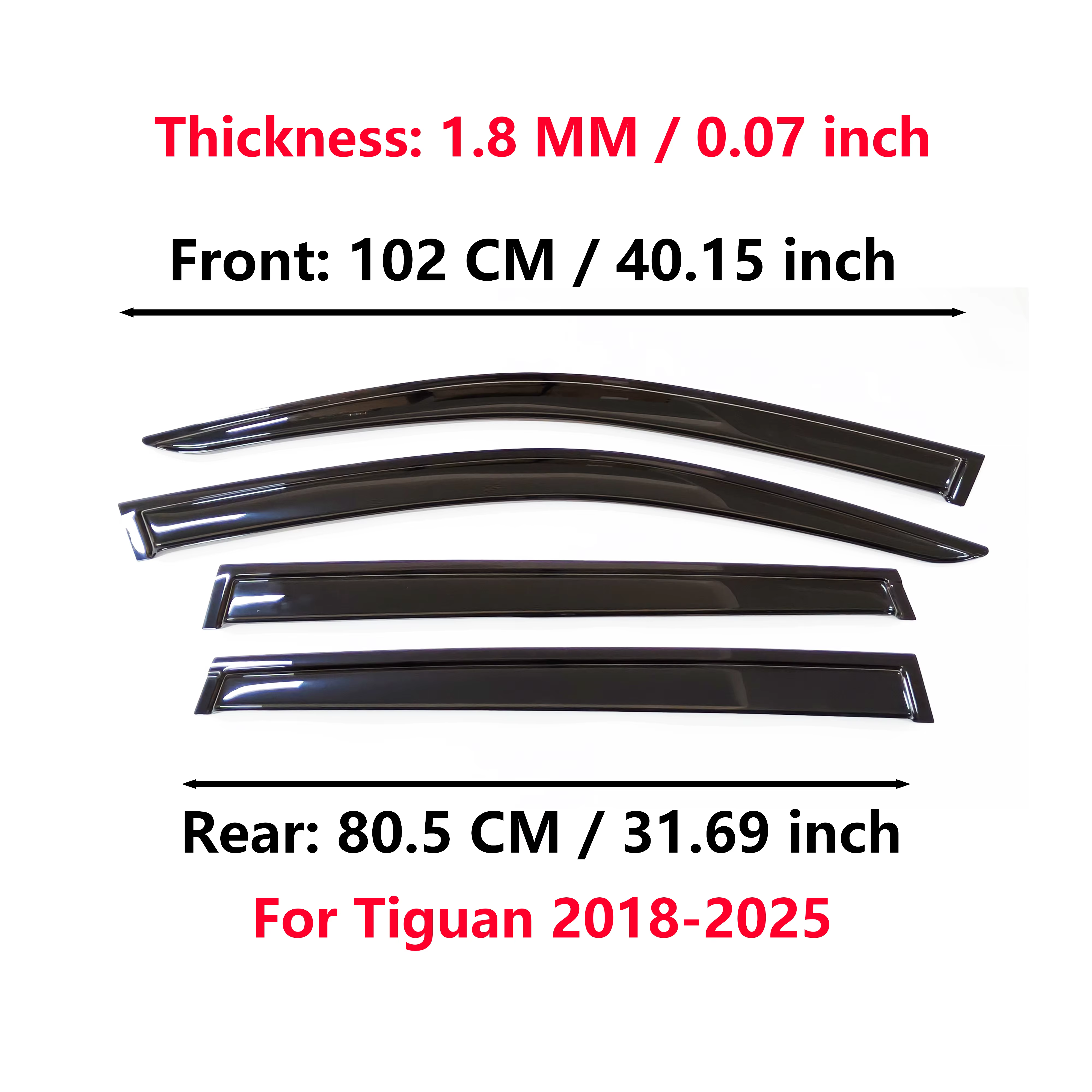 Pare-soleil pour Volkswagen Tiguan 2018-2025 |   4 déflecteurs de vent et de pluie |   Accessoire pare-soleil pour voiture