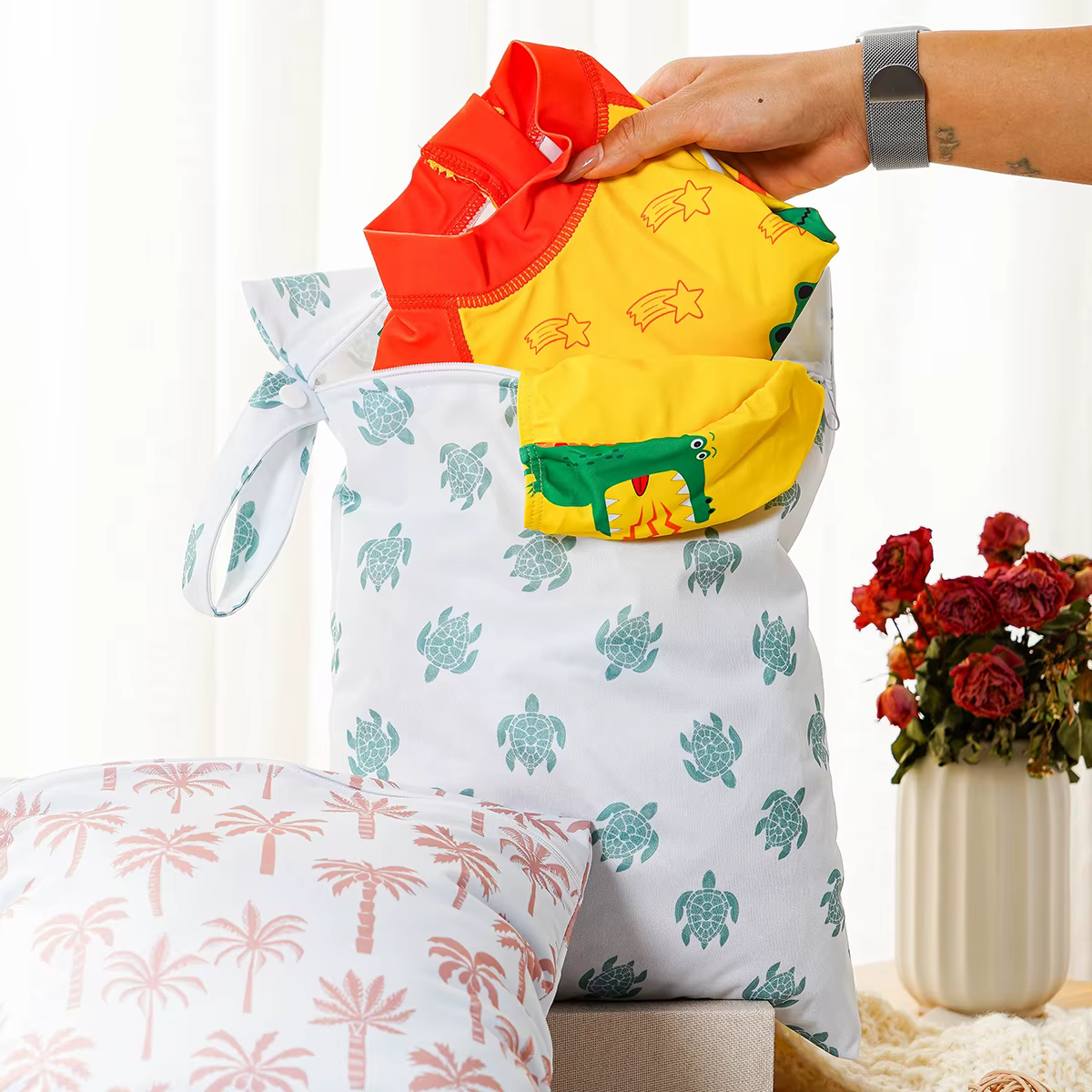 MUNIBaby-Ensemble de Sacs à Couches Lavables avec Fermeture Éclair, Caddie de Voyage, 2 Pièces