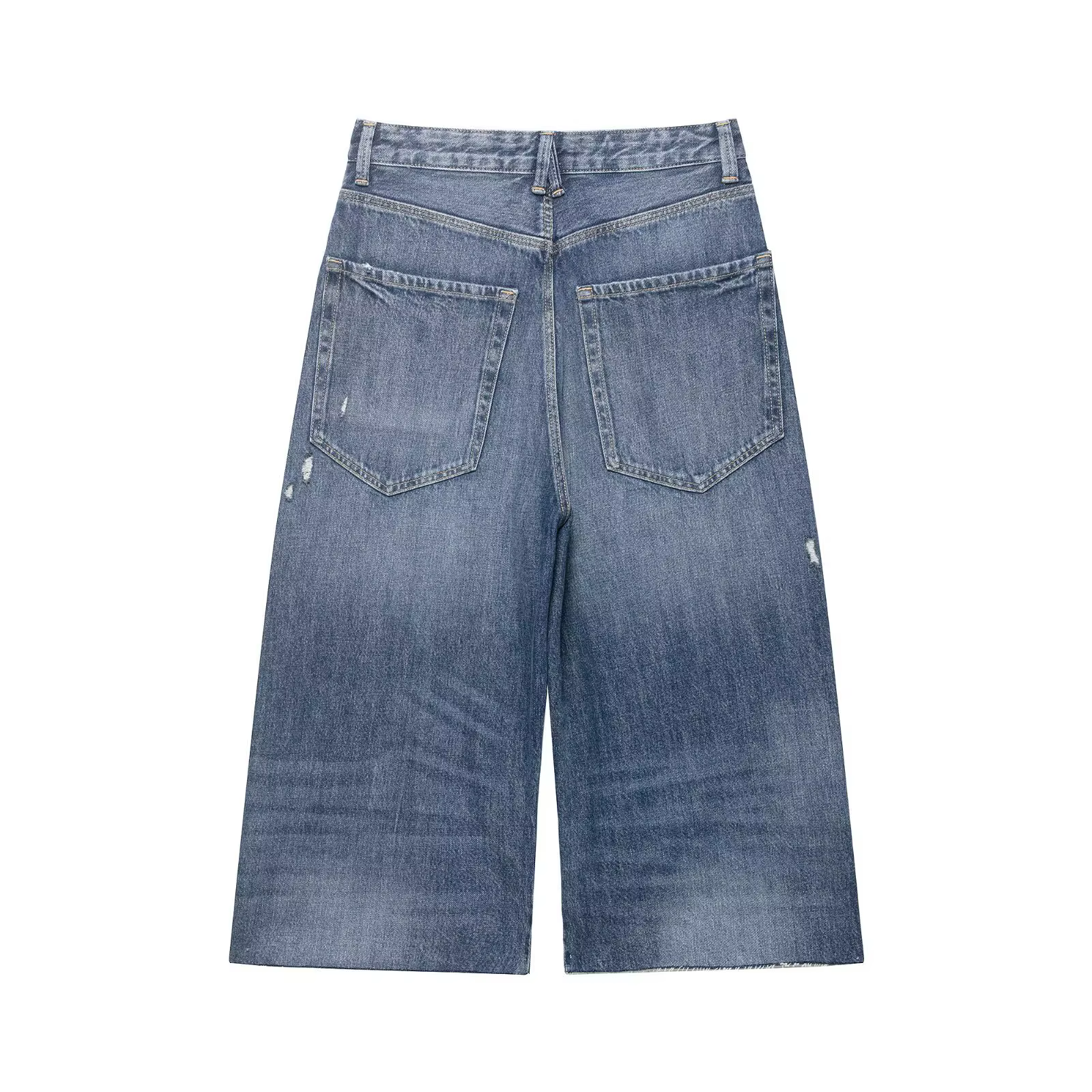 Jean rétro style américain taille haute coupe large à cinq poches en denim déchiré coton Printemps 2026 Tendance Streetwear Confortable