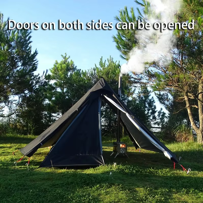 Tente de camping chaude avec fenêtre pour cheminée