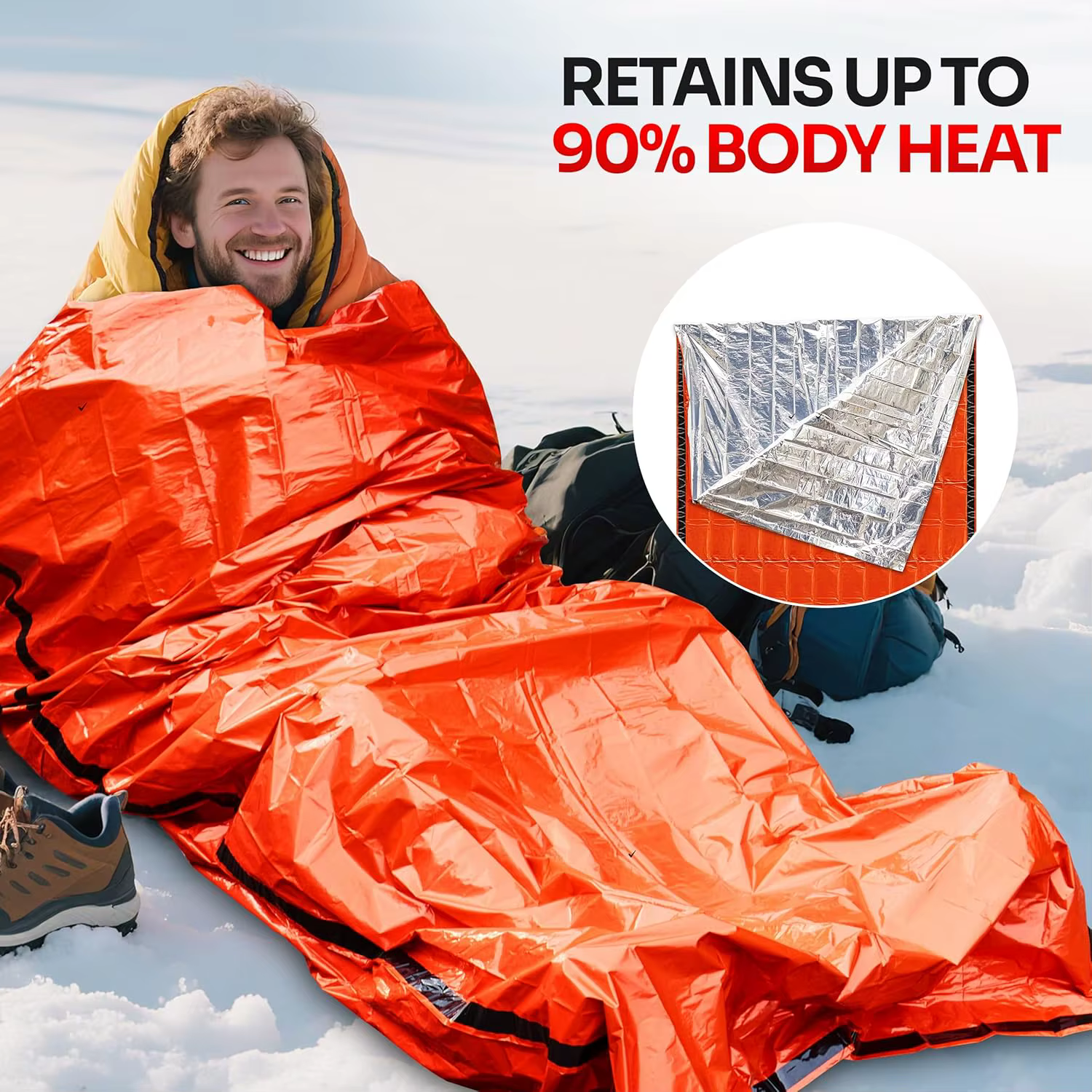 Sac de couchage d'urgence pour équipement et fournitures de survie