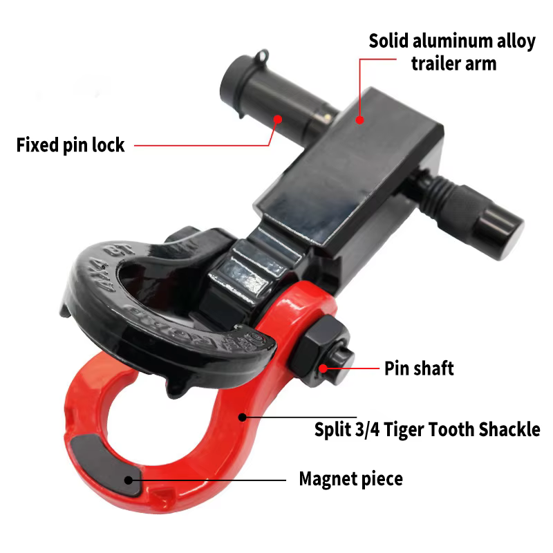 Bras de remorque à manille en dents de tigre 8T fendu 3/4, avec barres de remorquage de verrouillage, accessoires modifiés pour véhicules tout-terrain