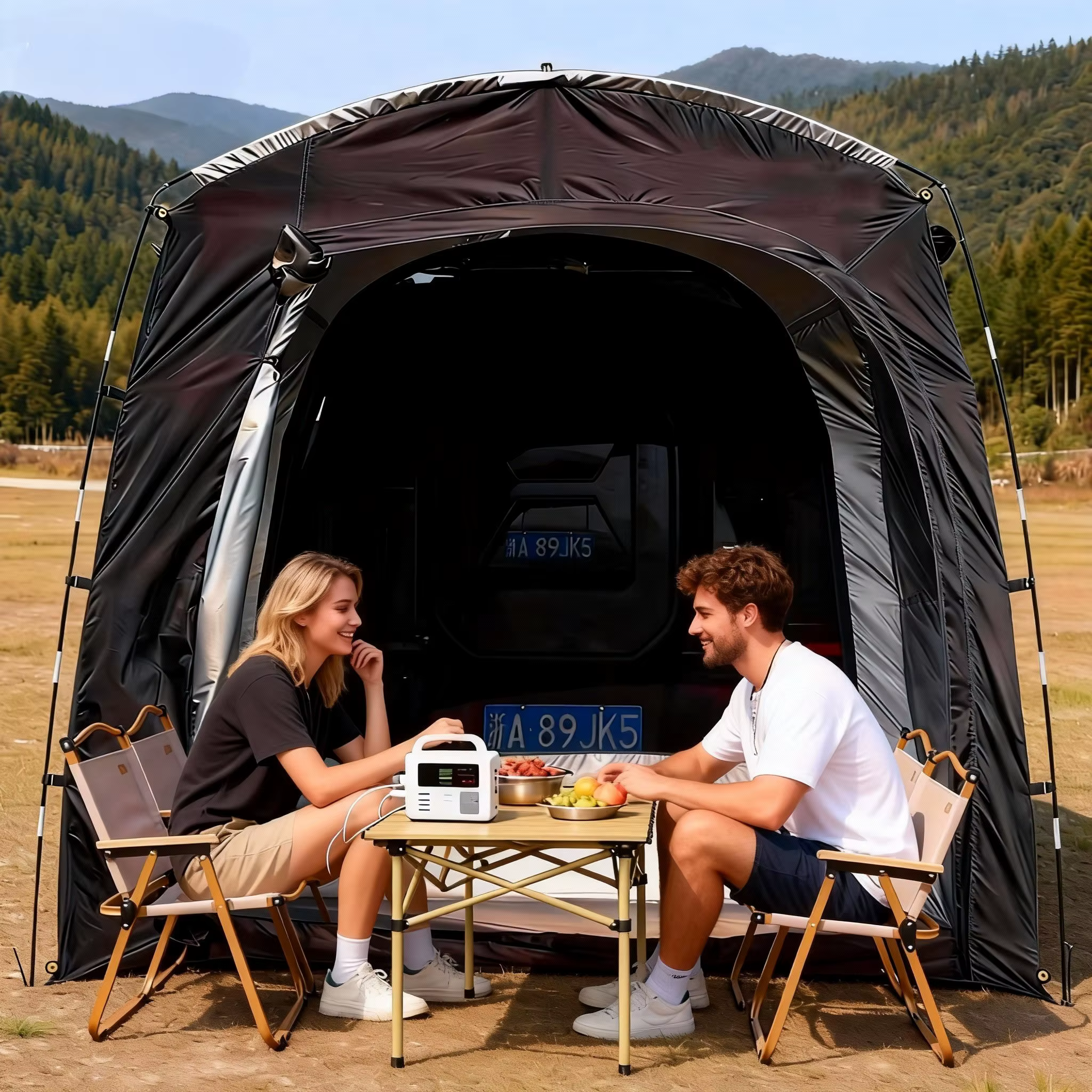 Tente de hayon SUV pour 2 à 3 personnes avec fenêtres pour un repos rapide dans les zones de service