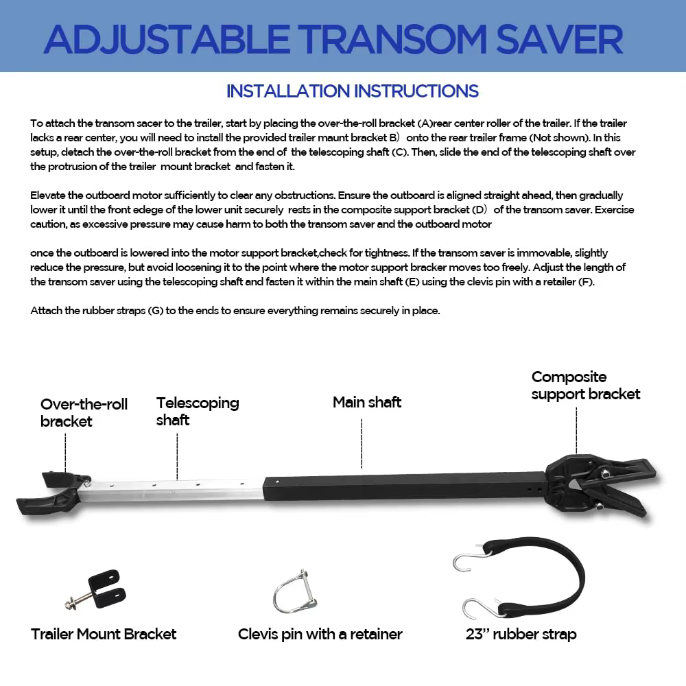 Accessoires marins : Protections de quille réglables et amortissantes, idéales pour sécuriser les supports de moteur et de remorque – Matériel marin