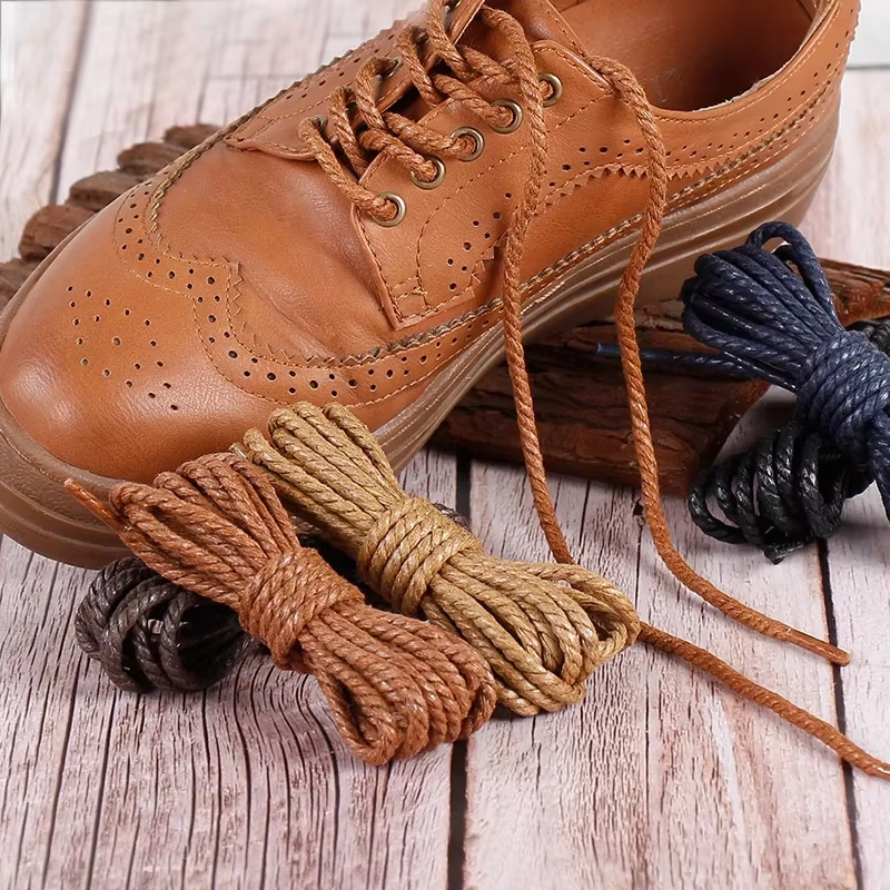 Lacets de chaussures ronds en cuir ciré pour adultes, bottes de loisirs en plein air, lacets lumineux unisexes, 60 cm, 90 cm, 120 cm, 150cm, 1 paire
