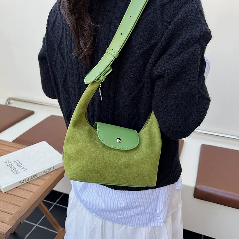 Sac à bandoulière en cuir suédé pour femmes, sac à main café marron, pochette tendance 2025, sac Hobos de luxe pour dames