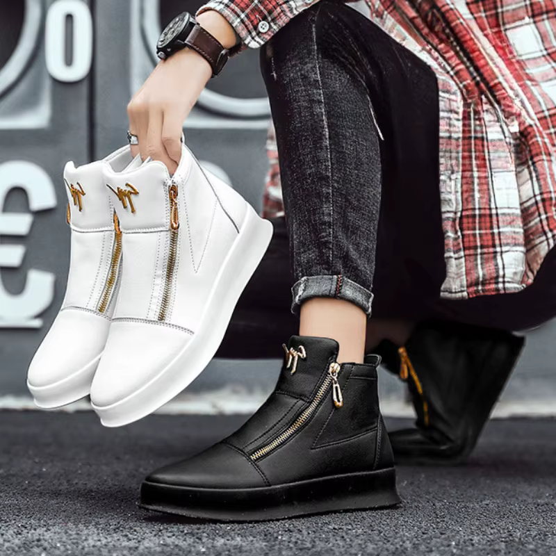 Bottes de rinçage en cuir blanc pour hommes