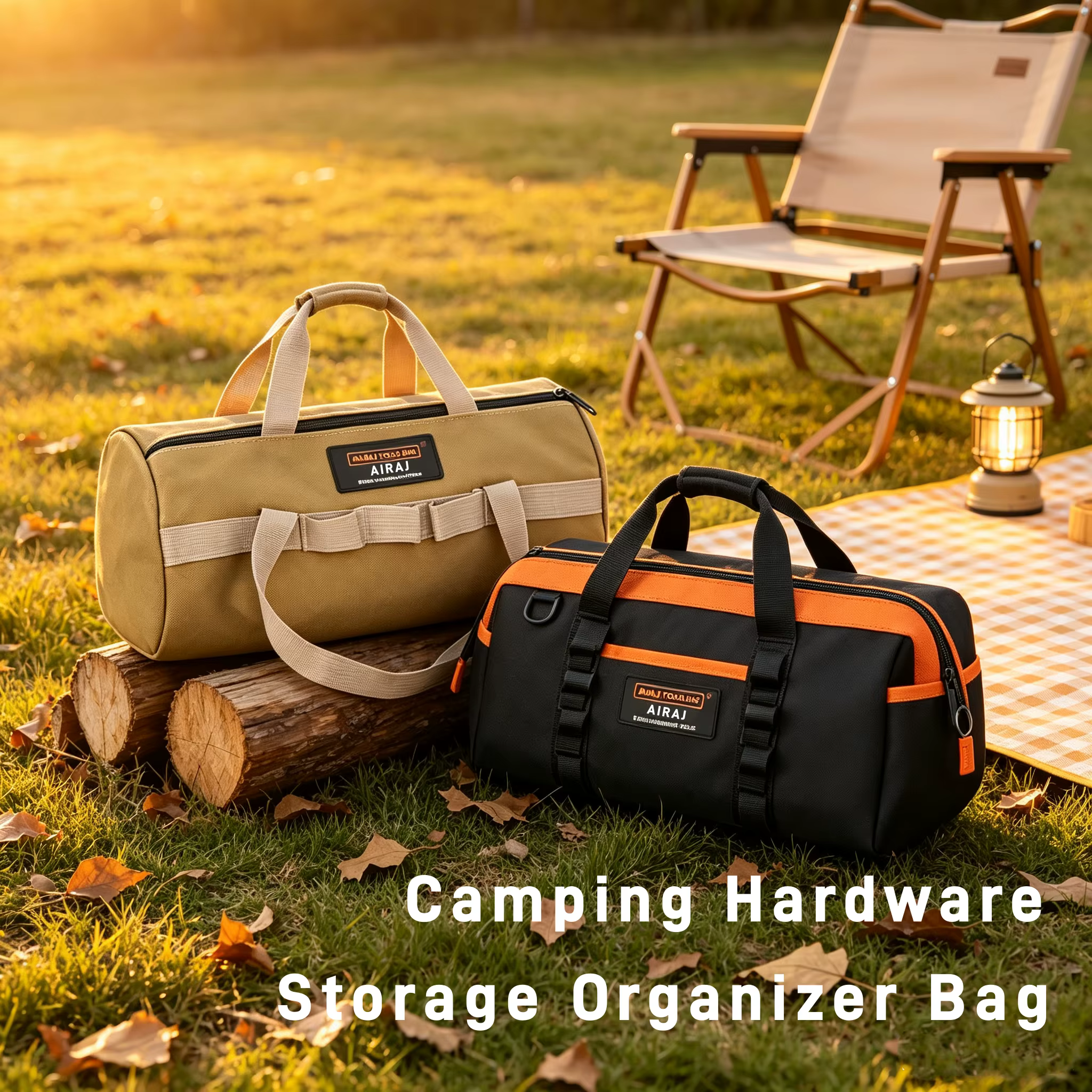 AIRAJ – sac de rangement d'ongles au sol en toile, sac de transport de marteau Portable, sac à outils étanche de grande capacité, organisateur de fournitures de Camping